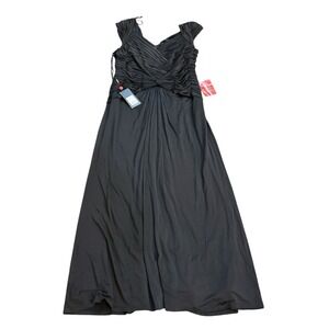 Tadashi Shoji Collection Black Maxi Dress Ruched Plus‎ Size 1X Formal Sexy Flowy